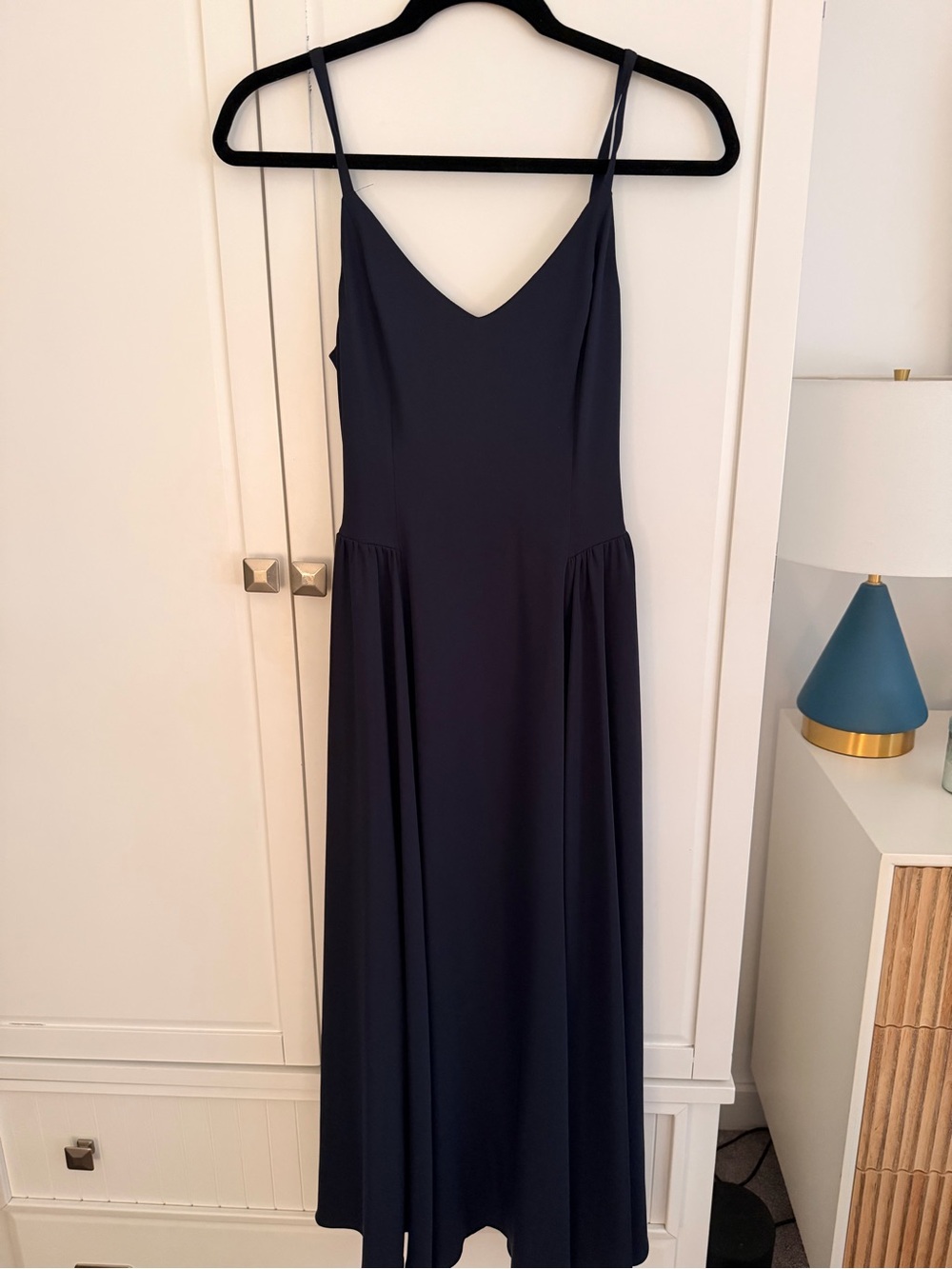 Babaton Navy V-Neck Maxi Slip Dress
